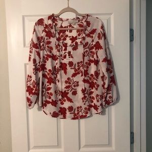 LOFT Red Floral Top